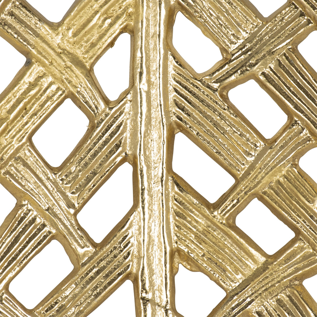 METAL, S/3 14/21/23"L OPEN CUT LEAF PLATE, GOLD