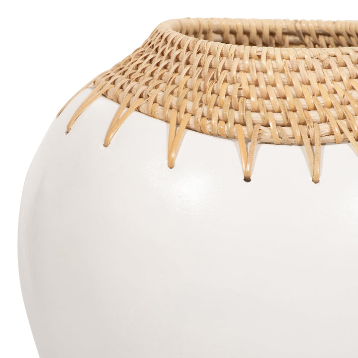 TERRACOTTA, 12"H VASE, WHITE/BROWN