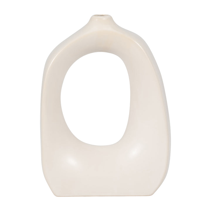 STONEWARE 11" CURVY CUT-OUT VASE, COTTON