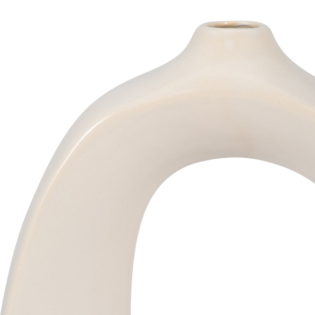 STONEWARE 11" CURVY CUT-OUT VASE, COTTON