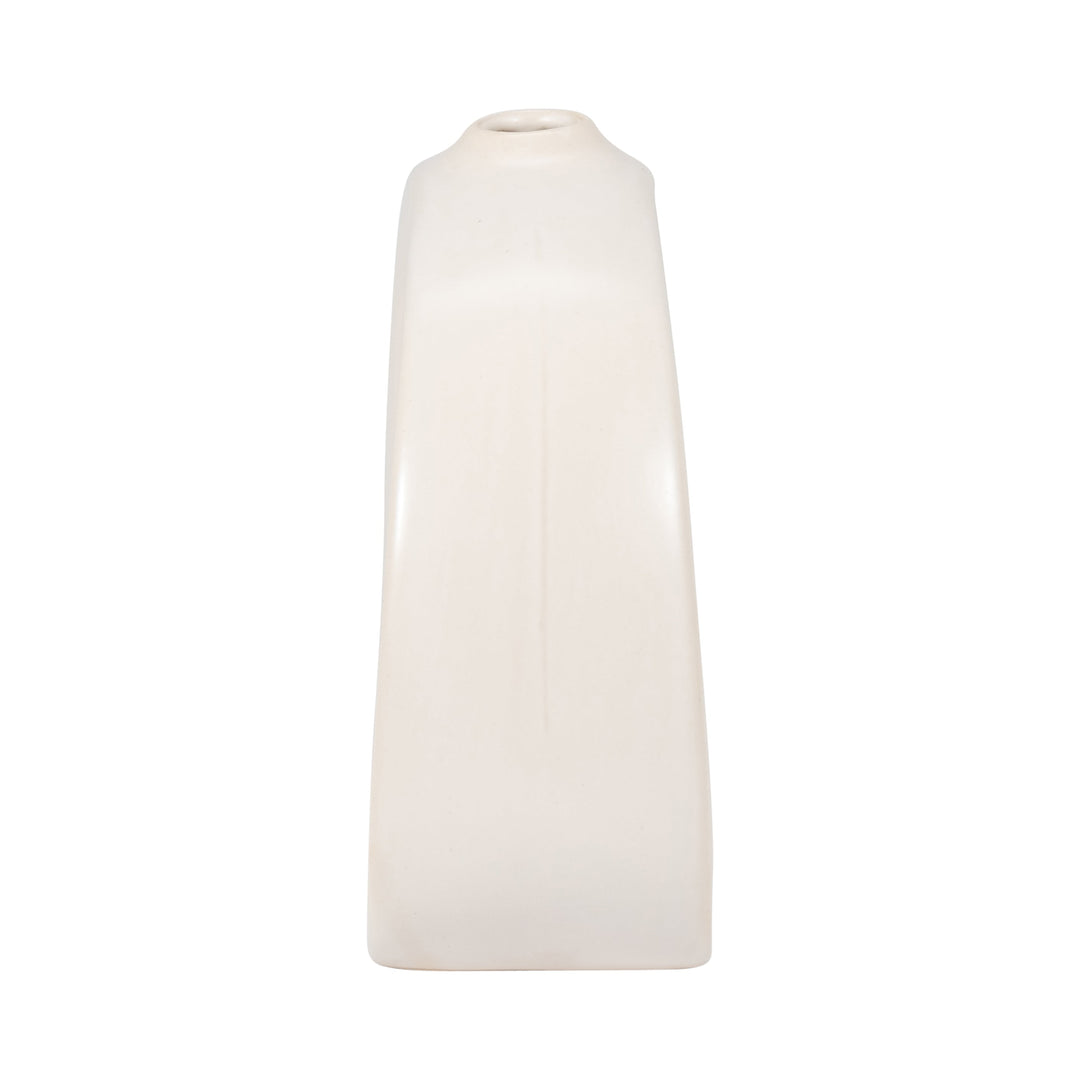 STONEWARE 7" CURVY CUT-OUT VASE, COTTON