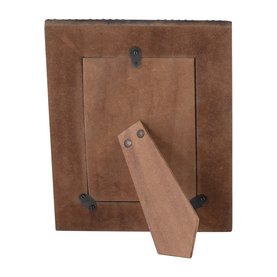 RESIN, 4X6 STUDDED PHOTO FRAME, SILVER/BLACK