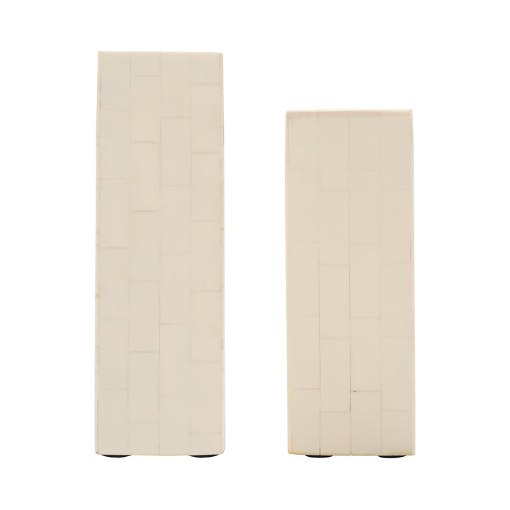 RESIN, S/2 7" RIGHT ANGLE BOOKEND, IVORY