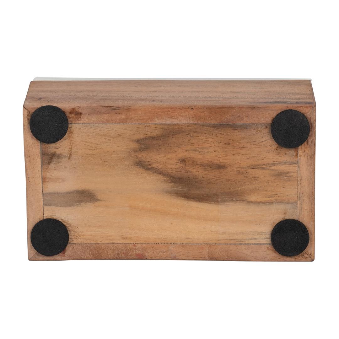 MARBLE, 7" CLEAR AGATE CLUSTER & WOOD BASE BOX, NA