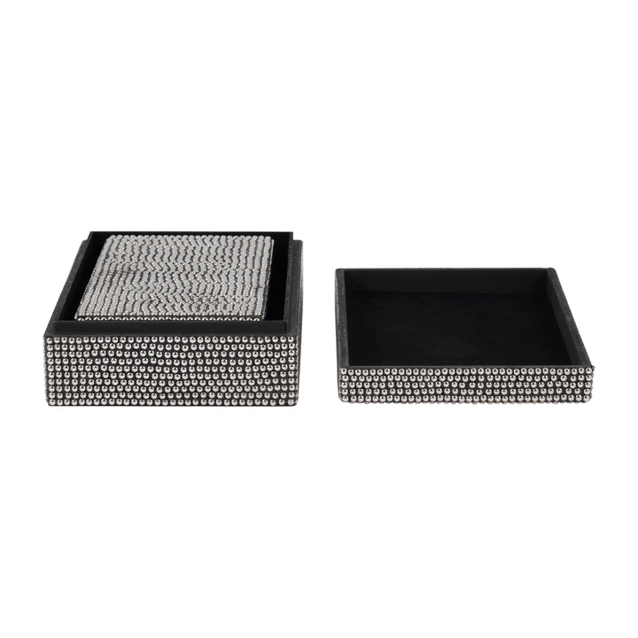 METAL, S/2 10/12" STUDDED BOXES, SILVER/BLACK