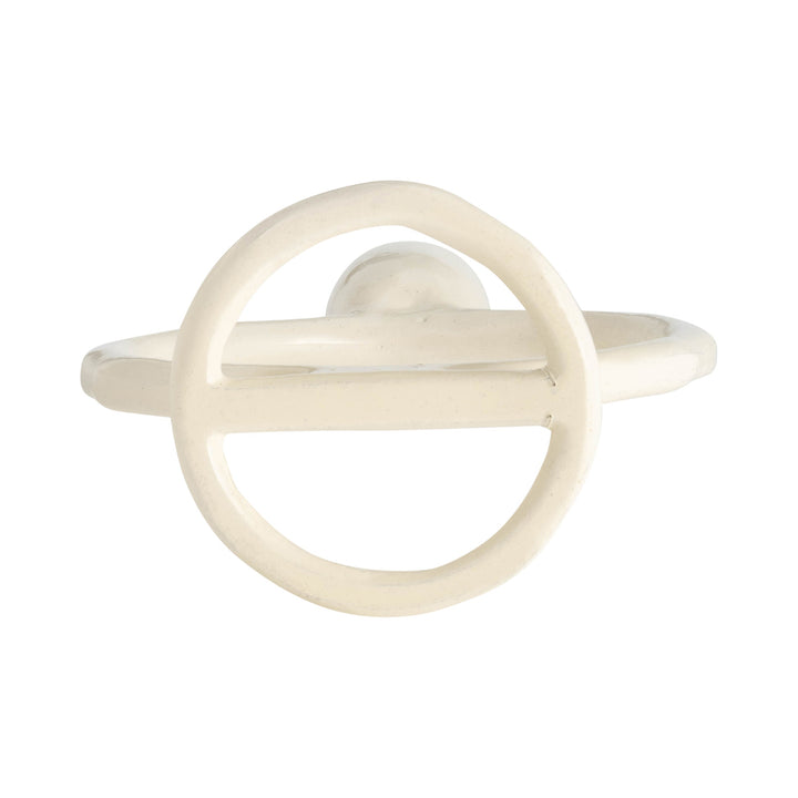 METAL, 6" ROUND RING TAPER CANDLEHOLDER, COTTON