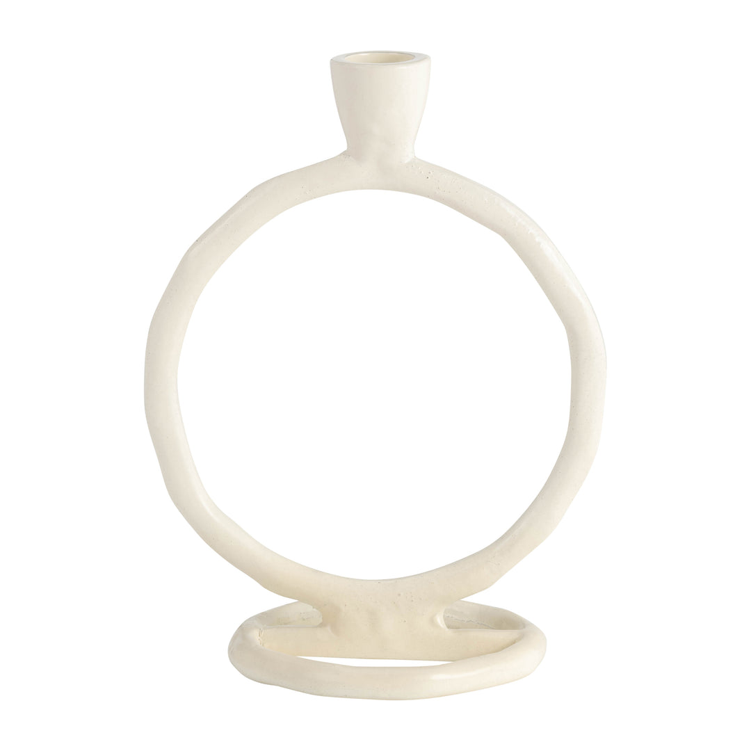 METAL, 7" ROUND RING TAPER CANDLEHOLDER, COTTON