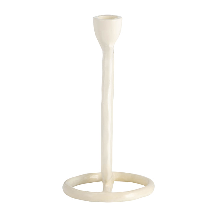 METAL, 7" ROUND RING TAPER CANDLEHOLDER, COTTON