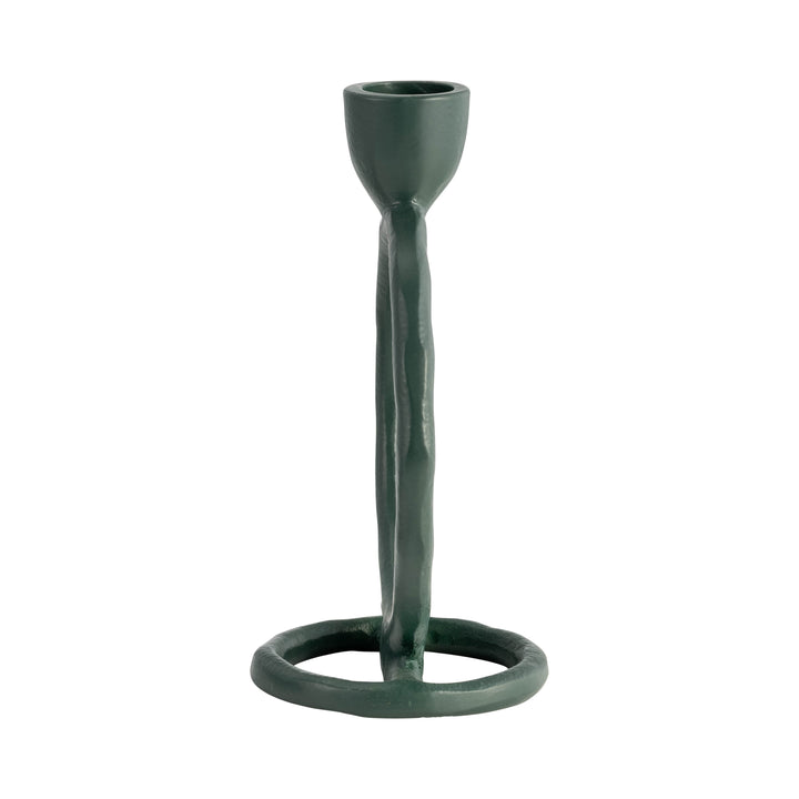 METAL, 6" ROUND RING TAPER CANDLEHOLDER, DARK GREE