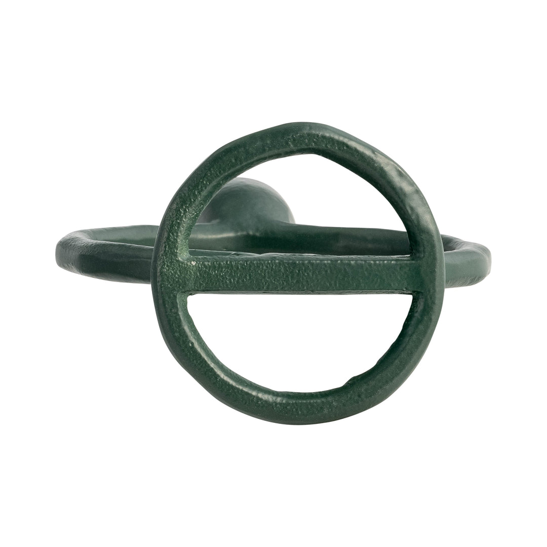 METAL, 6" ROUND RING TAPER CANDLEHOLDER, DARK GREE