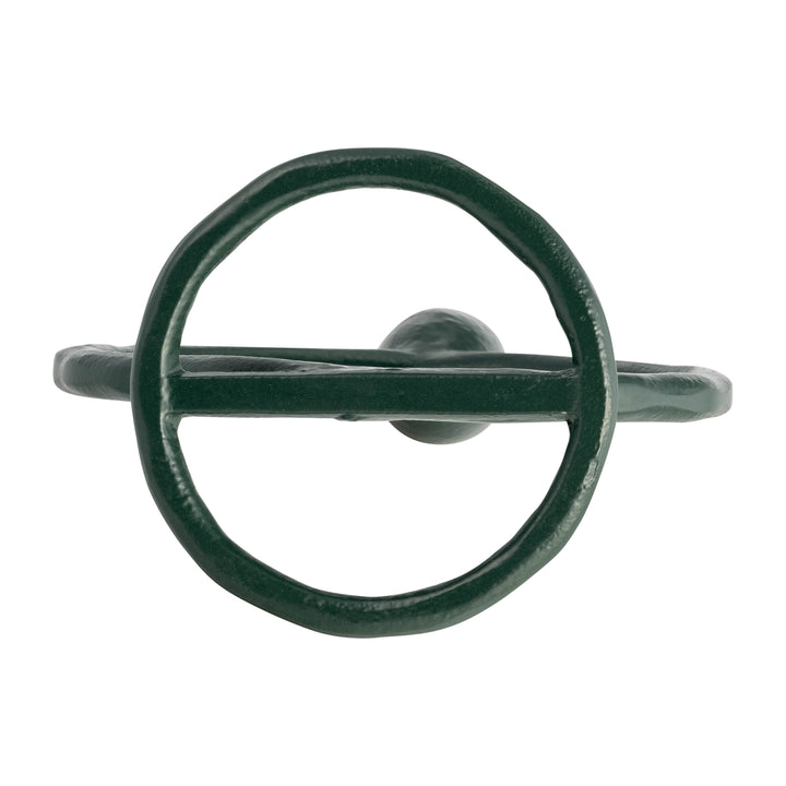 METAL, 7" ROUND RING TAPER CANDLEHOLDER, DARK GREE