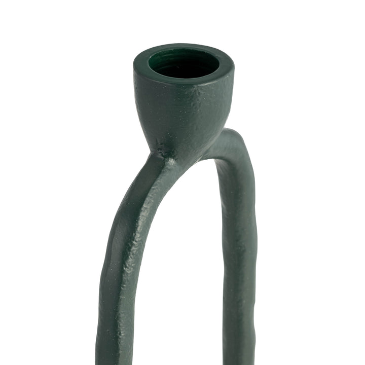 METAL, 10" OPEN OVAL TAPER CANDLEHOLDER, DARK GREE