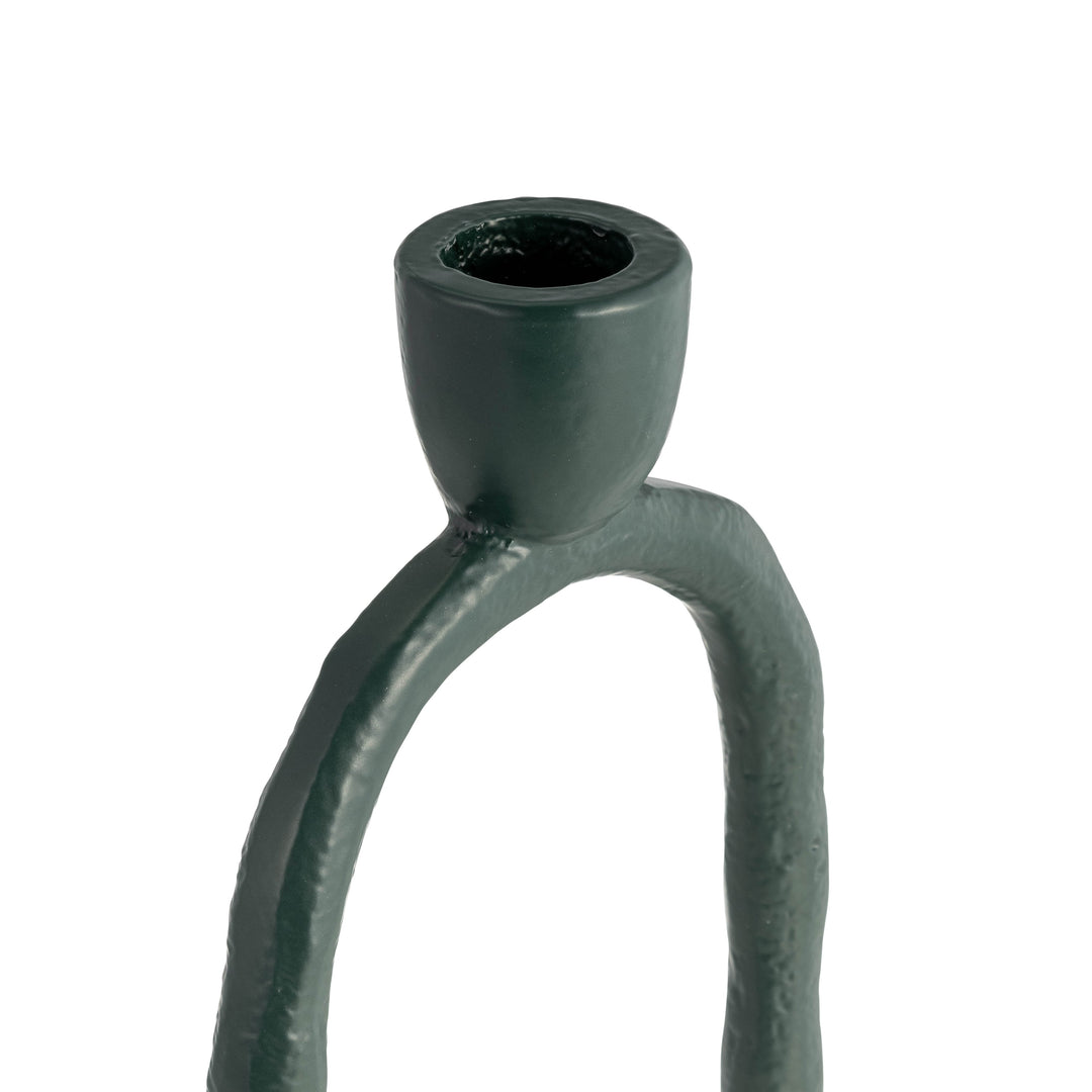 METAL, 11" OPEN OVAL TAPER CANDLEHOLDER, DARK GREE