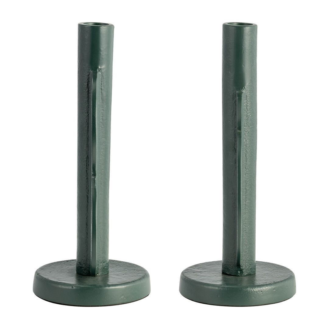 METAL, S/2 9" NOMAD TAPER CANDLEHOLDERS, DARK GREE