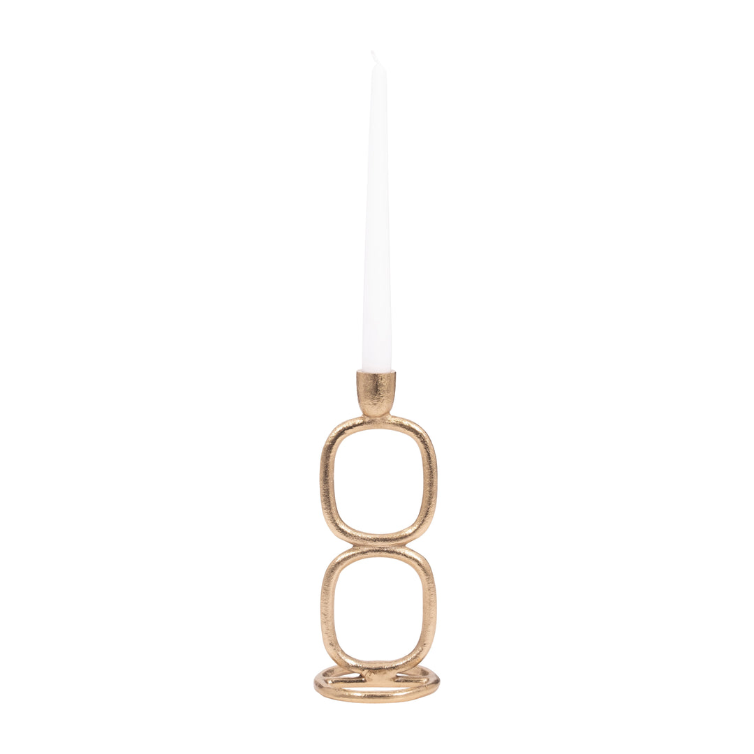 METAL, 10" DOUBLE STACK TAPER CANDLEHOLDER, GOLD