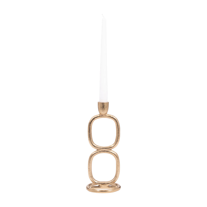 METAL, 10" DOUBLE STACK TAPER CANDLEHOLDER, GOLD