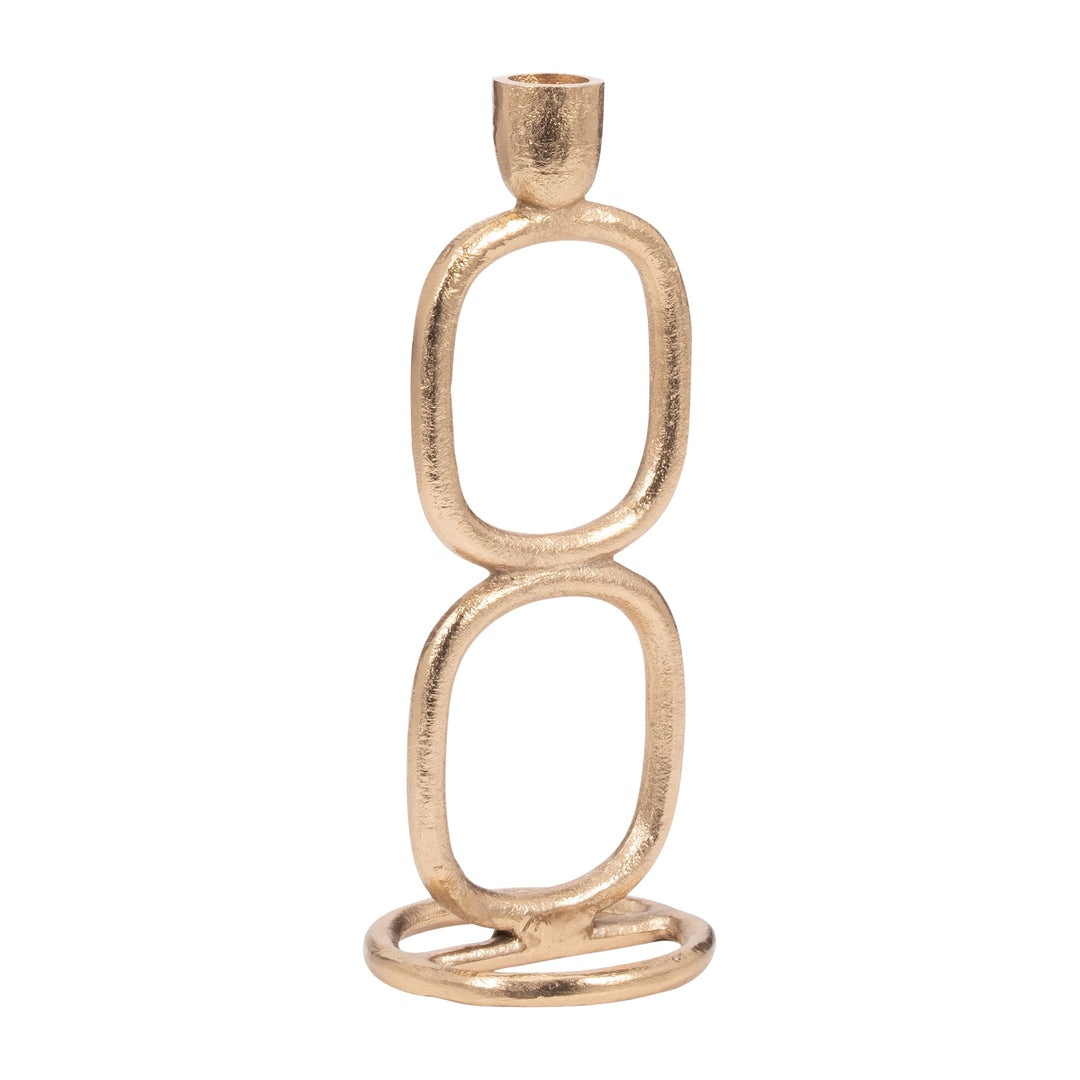 METAL, 10" DOUBLE STACK TAPER CANDLEHOLDER, GOLD