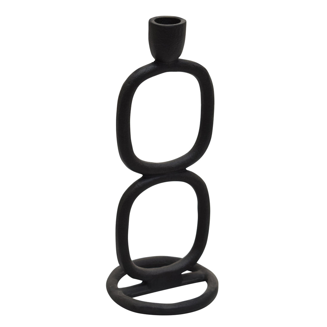 METAL, 10" DOUBLE STACK TAPER CANDLEHOLDER, BLACK