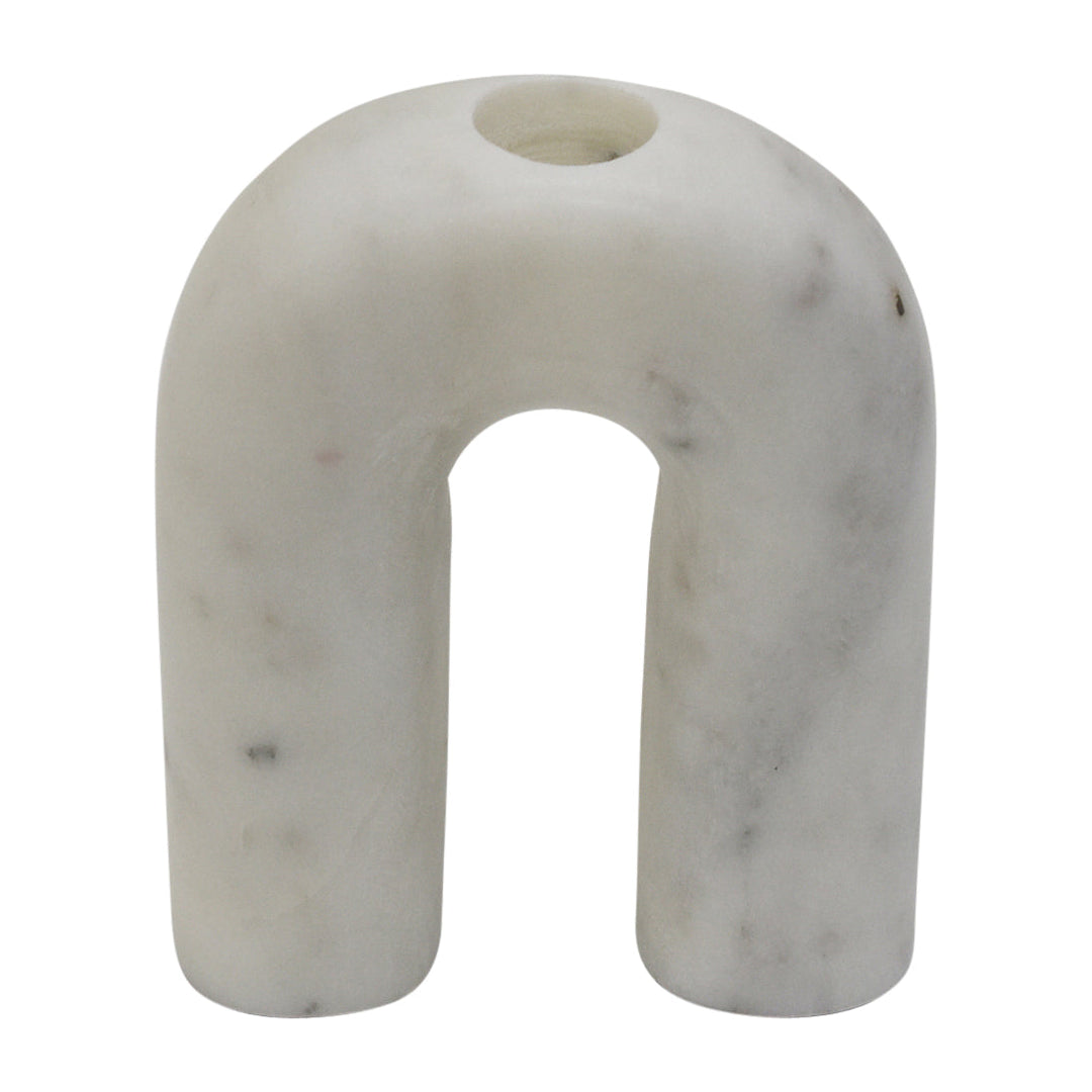 MARBLE, 5" TAPER CANDLEHOLDER, WHITE