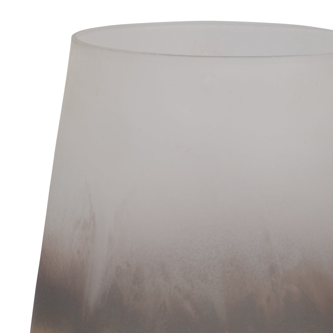 GLASS, 9" ANTIQUED FINISH VASE, IVORY