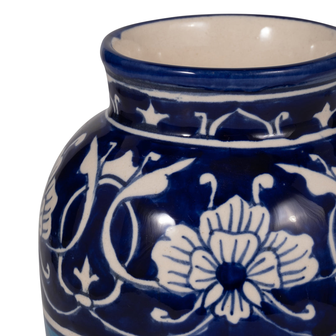 CERAMIC, 9" 2-TONE TALAVERA VASE, YELLOW/WHITE