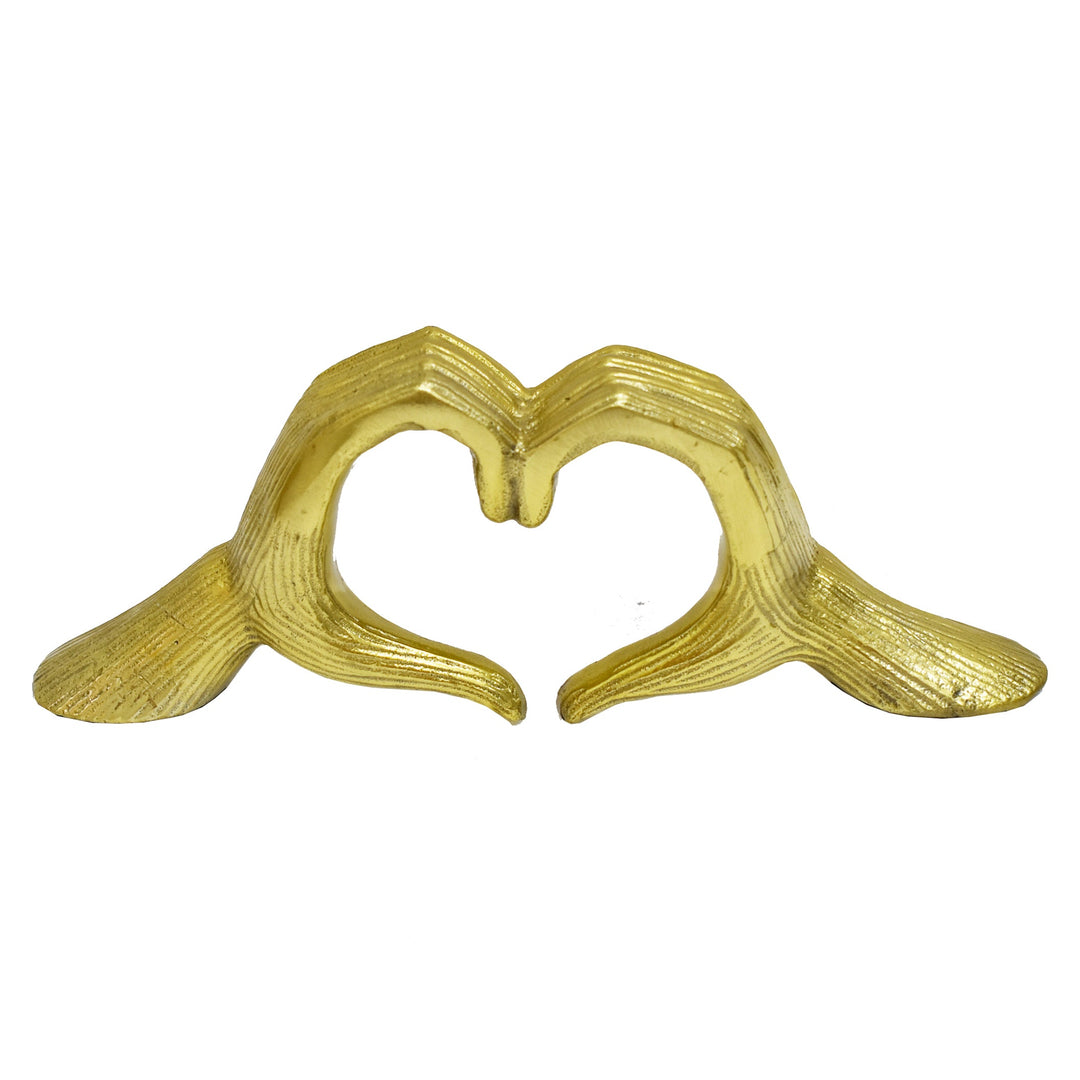 METAL, 13" HAND-HEART SCULPTURE, GOLD