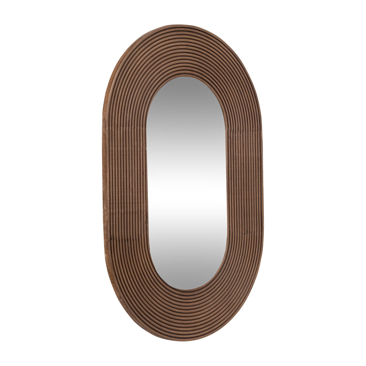 36" RIBBED OVAL MIRROR, WALNUT
