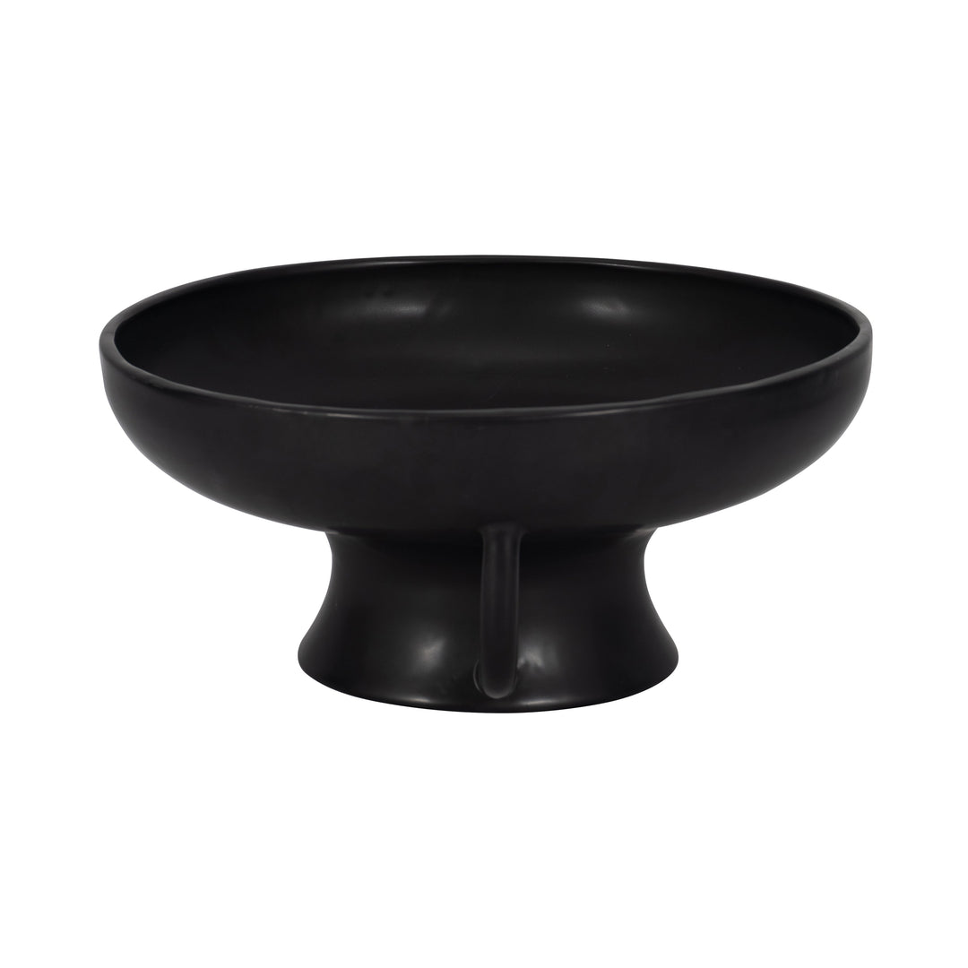 CER, 12" BOWL W HANDLES ON STAND, BLACK