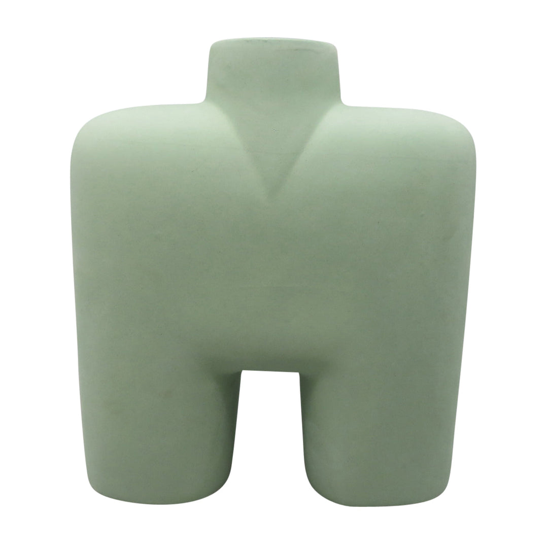 CER, 7" SQUARE SHAPE VASE, DARK SAGE