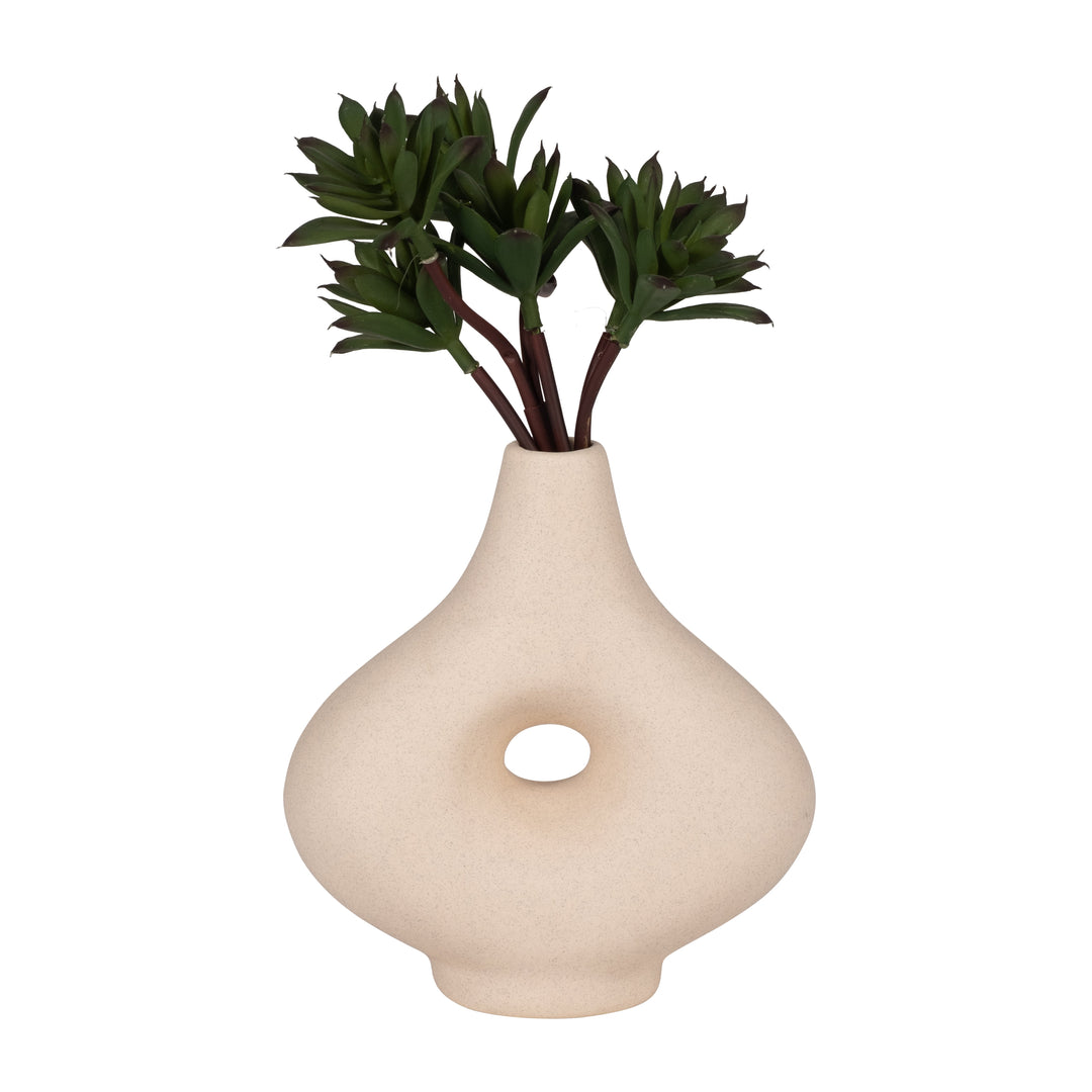 CER, 7" SHORT OPEN CUT-OUT NOMAD VASE, IVORY