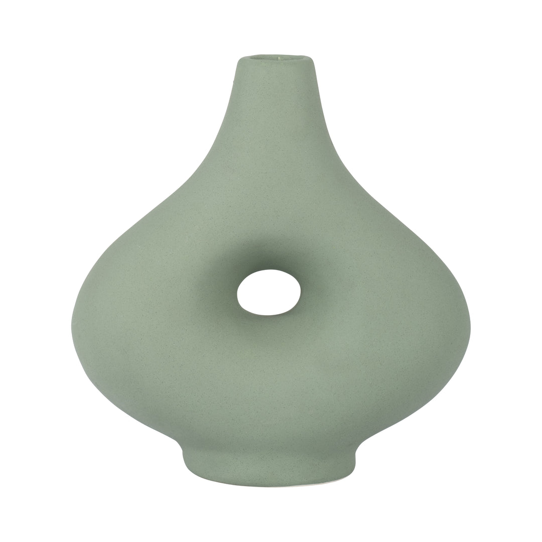 CER, 7" SHORT OPEN CUT-OUT NOMAD VASE, DARK SAGE