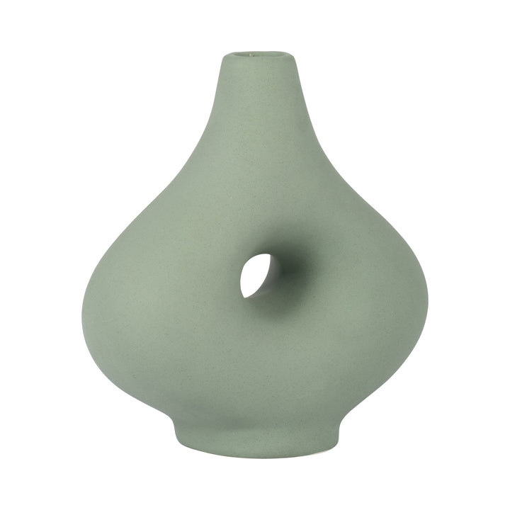 CER, 7" SHORT OPEN CUT-OUT NOMAD VASE, DARK SAGE