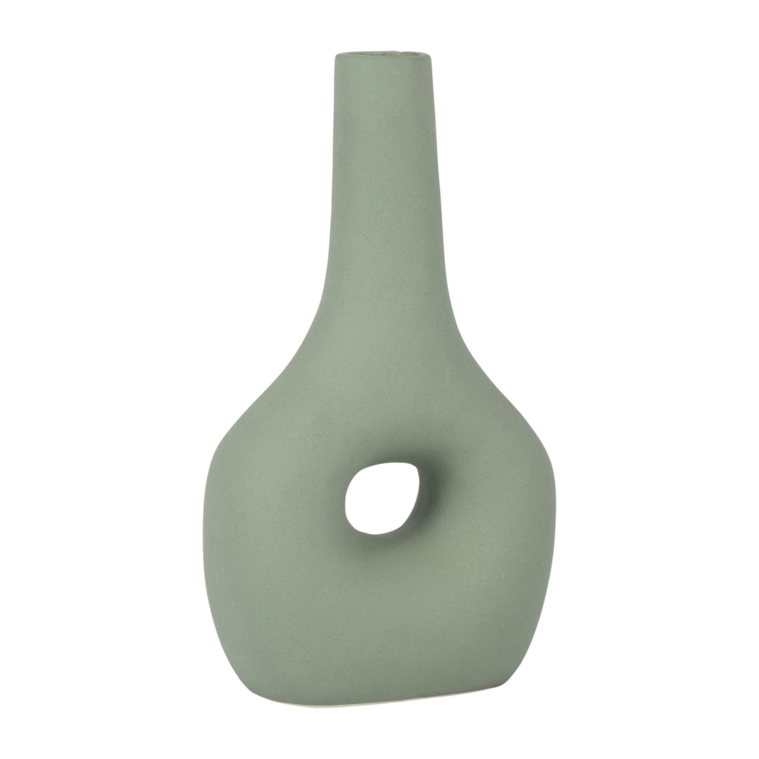 CER, 9" OPEN CUT-OUT NOMAD VASE, DARK SAGE