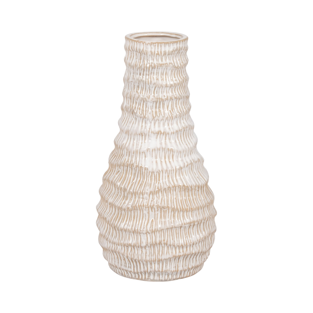 PORCELAIN, 9" COASTAL VASE, IVORY