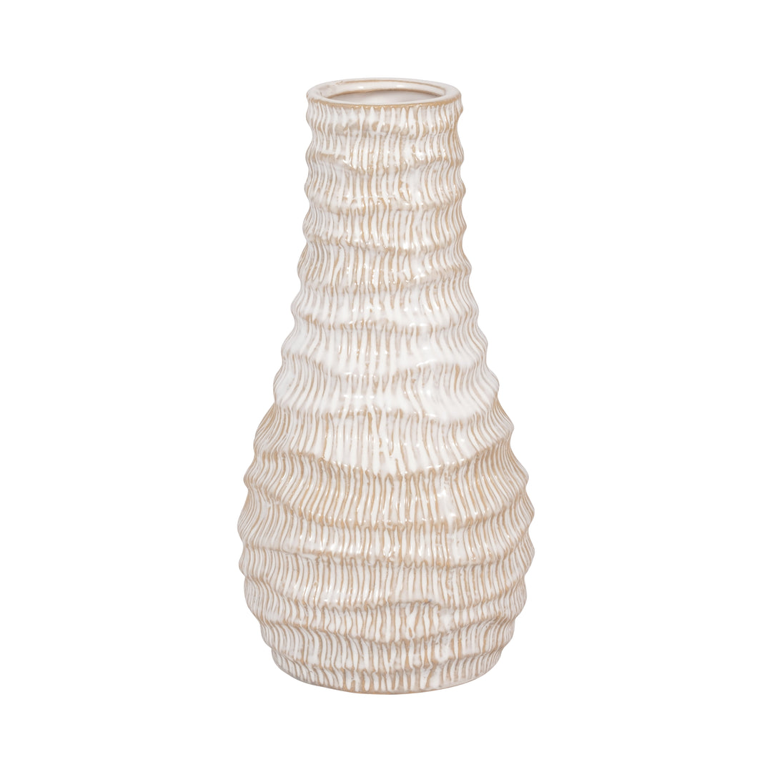 PORCELAIN, 9" COASTAL VASE, IVORY