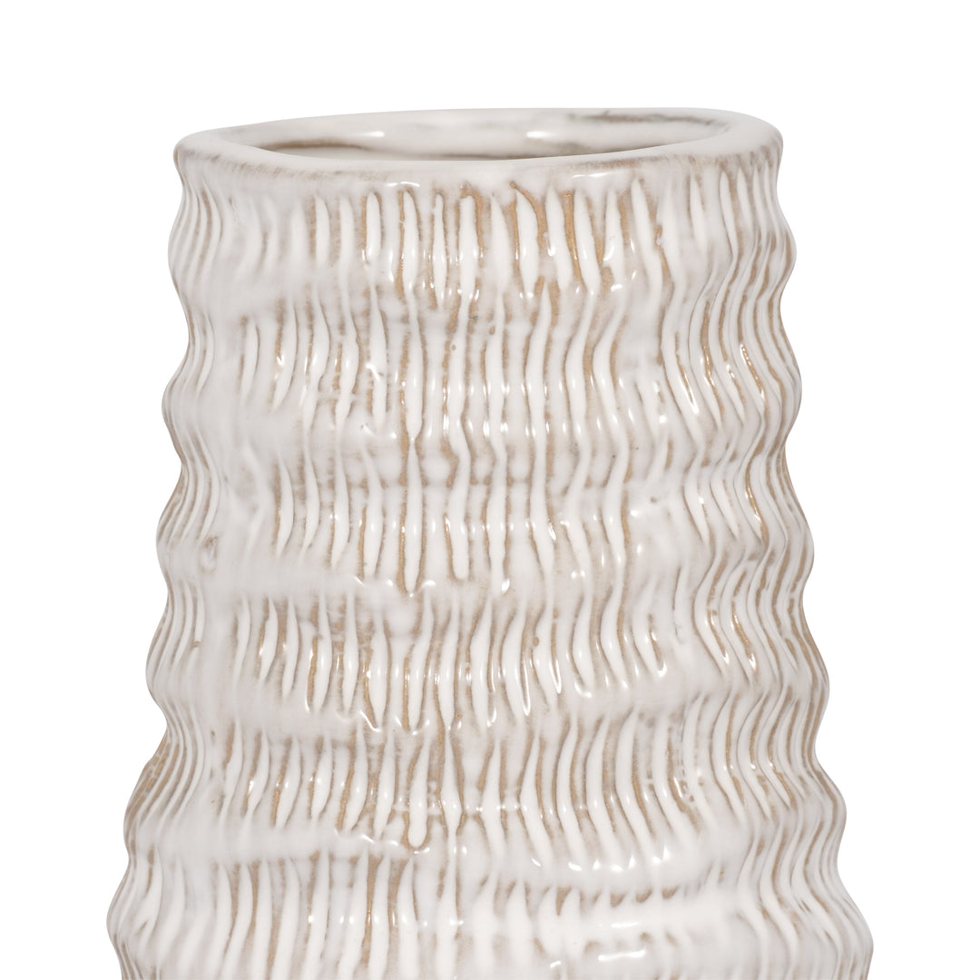 PORCELAIN, 11" COASTAL VASE, IVORY