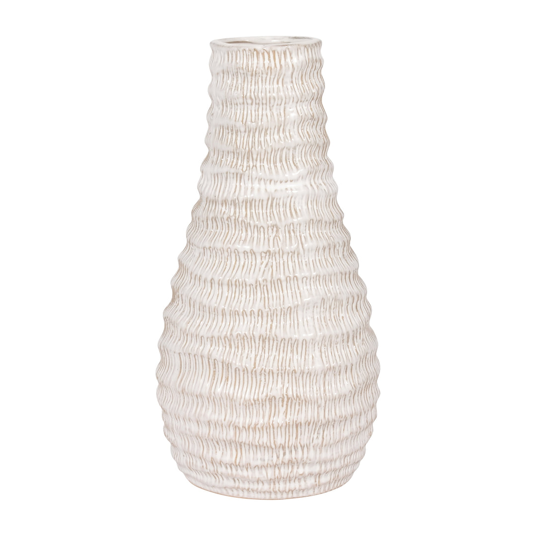 PORCELAIN, 11" COASTAL VASE, IVORY