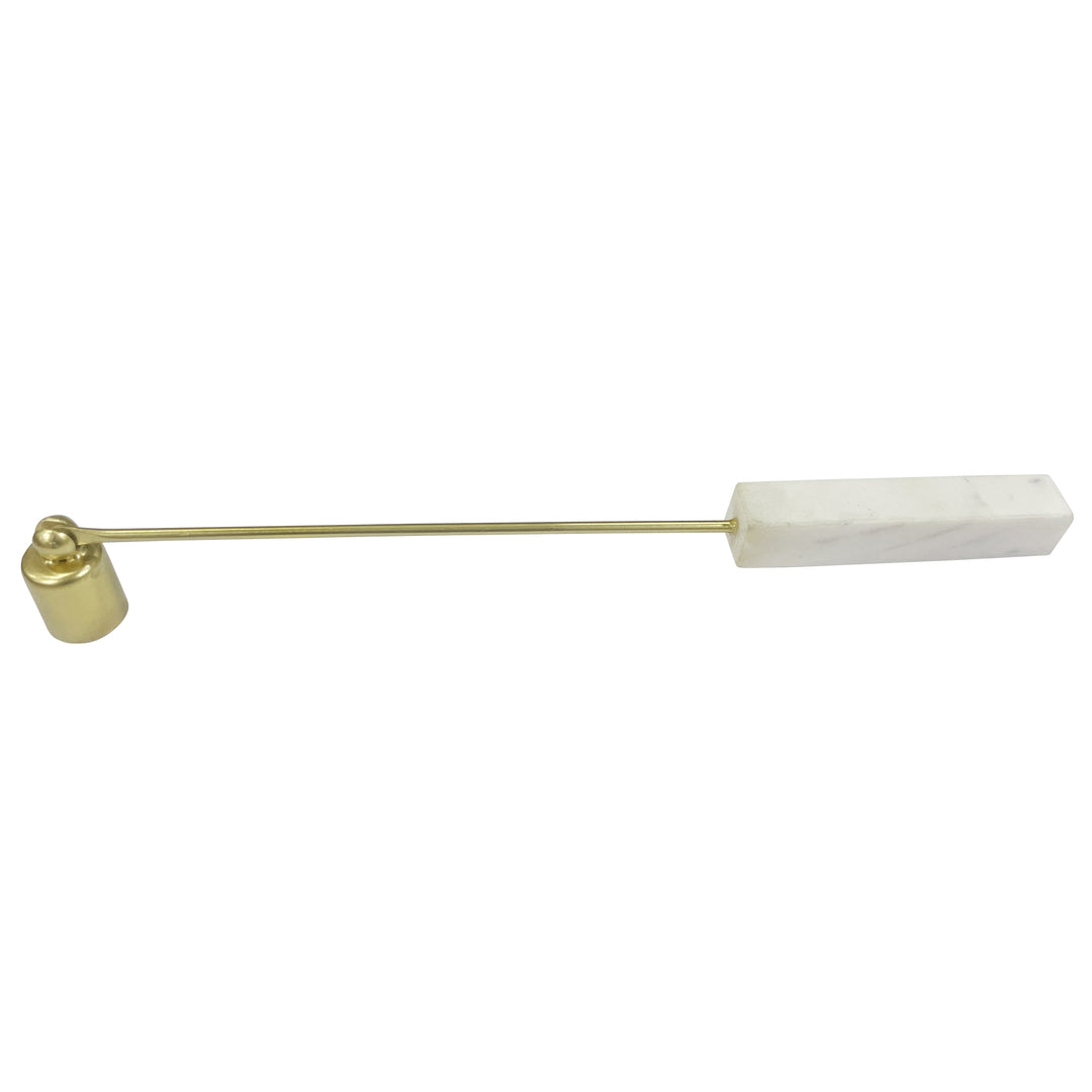 MARBLE, 12" ROUND CANDLE SNUFFER, GOLD/WHITE