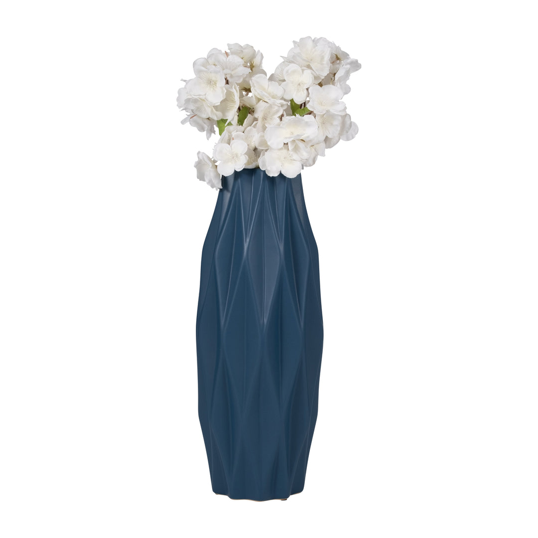 CER, 16" FLUTTER VASE, DARK BLUE