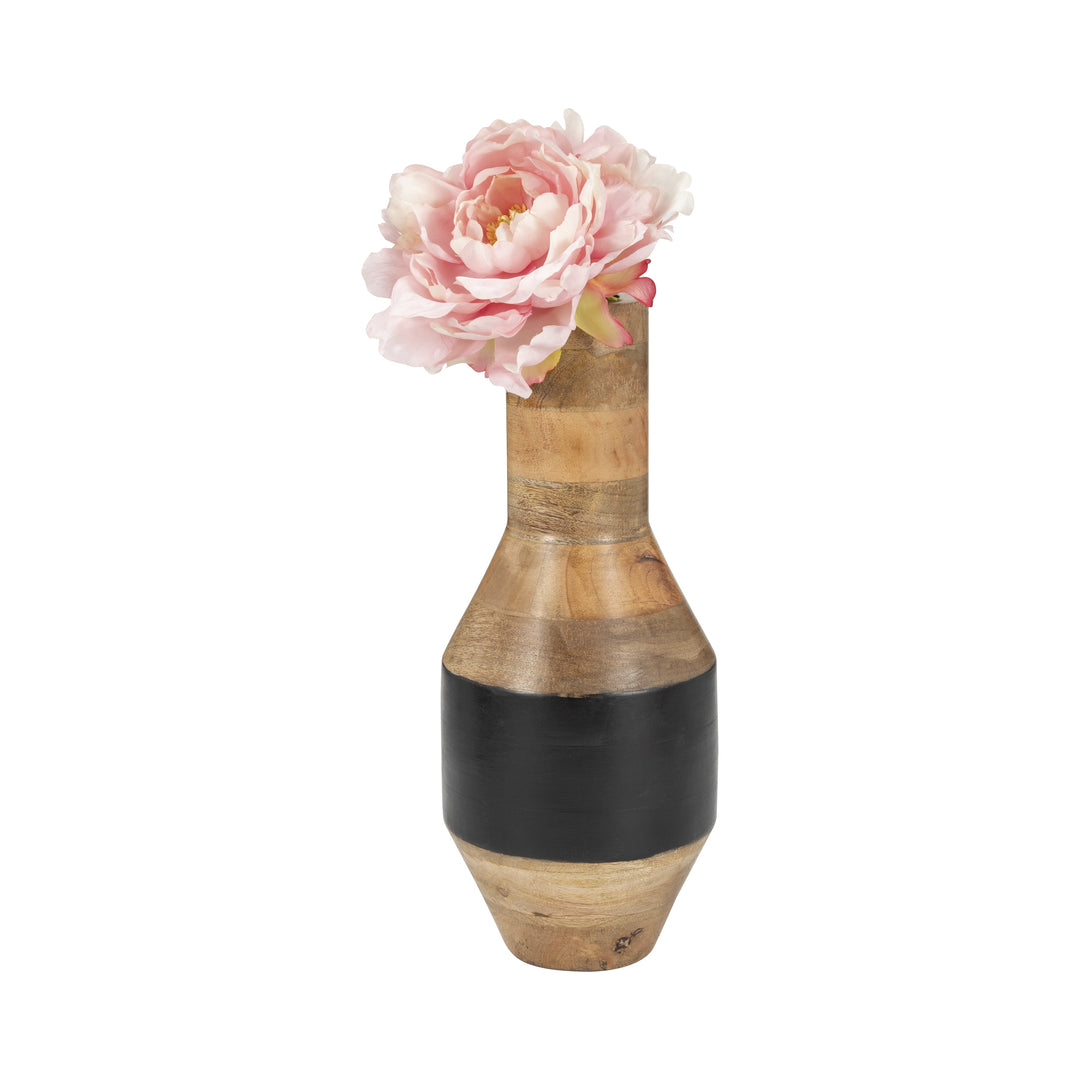 MANGO WOOD, 15" 2-TONE VASE, BROWN/BLACK