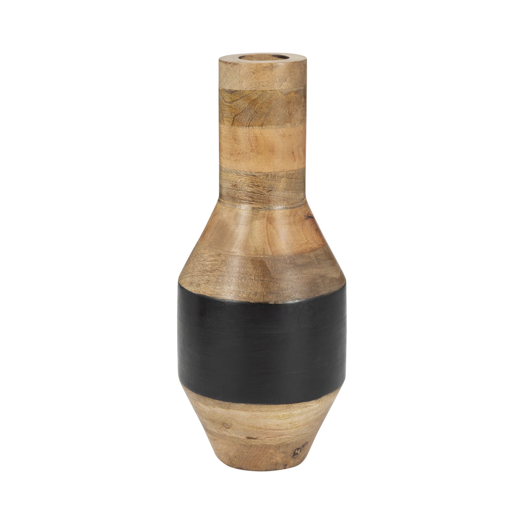 MANGO WOOD, 15" 2-TONE VASE, BROWN/BLACK