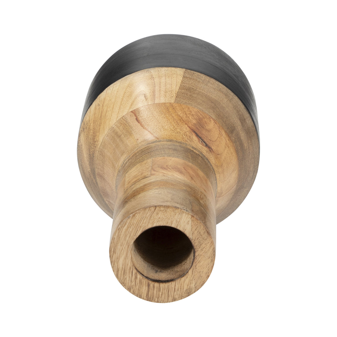 MANGO WOOD, 15" 2-TONE VASE, BROWN/BLACK