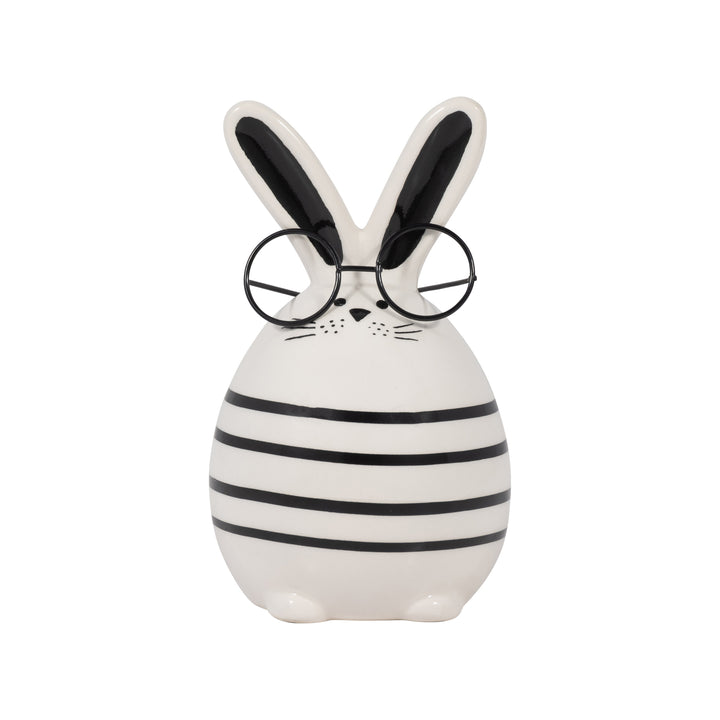 CER, 6" CHUBBY BUNNY WITH GLASSES, BLACK/WHITE