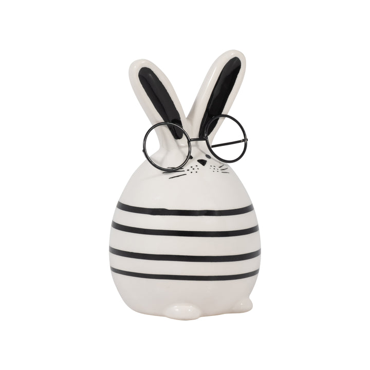 CER, 6" CHUBBY BUNNY WITH GLASSES, BLACK/WHITE