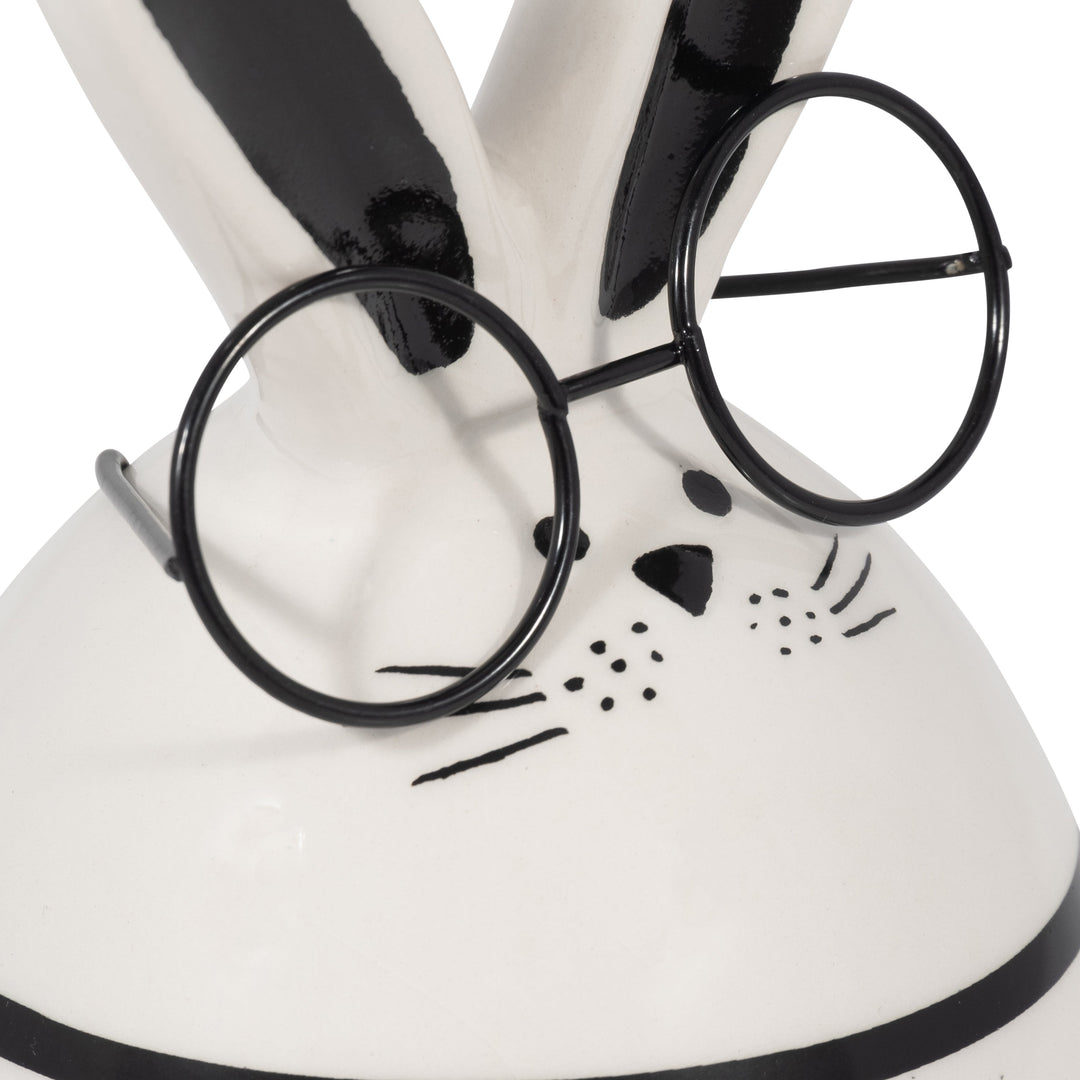 CER, 6" CHUBBY BUNNY WITH GLASSES, BLACK/WHITE