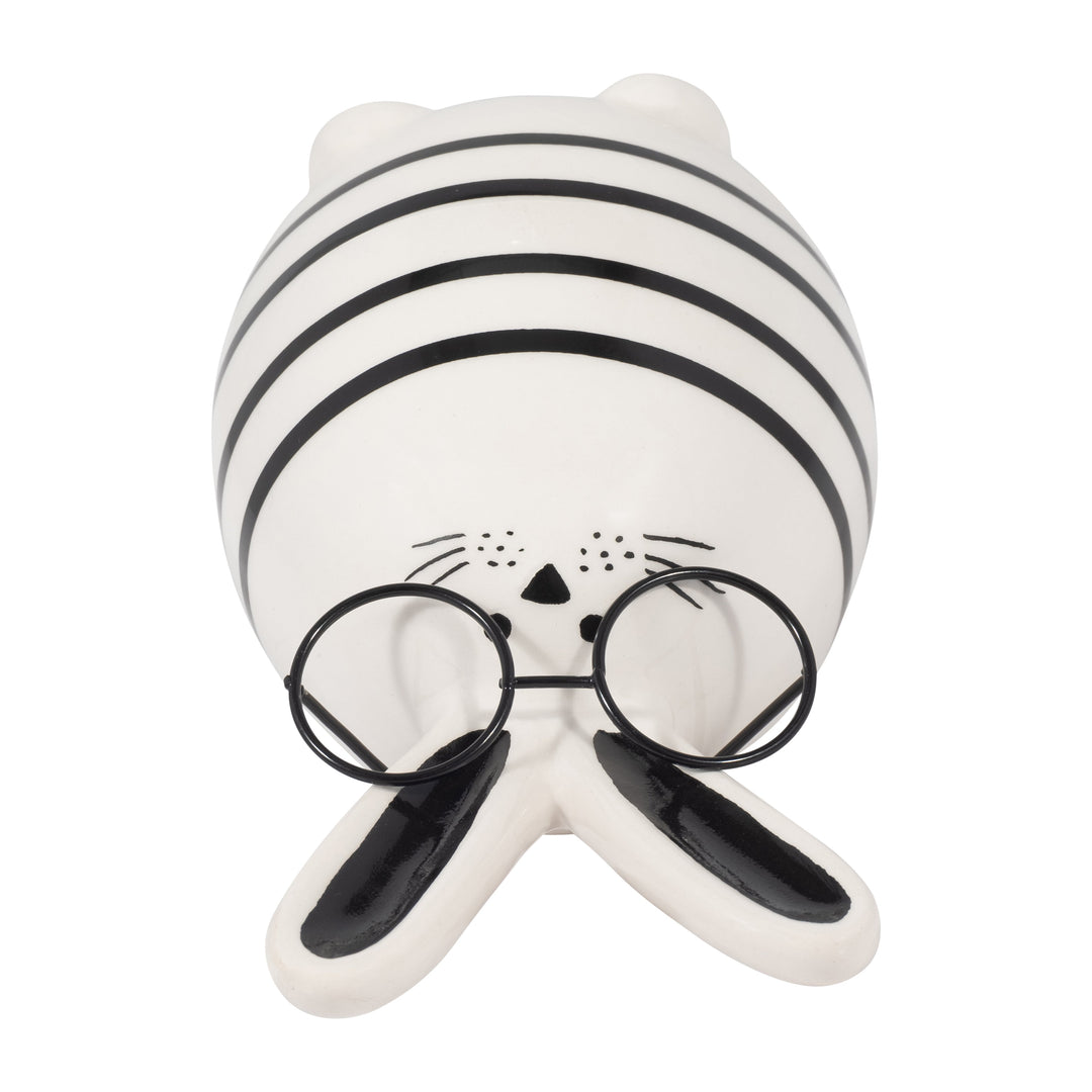 CER, 6" CHUBBY BUNNY WITH GLASSES, BLACK/WHITE