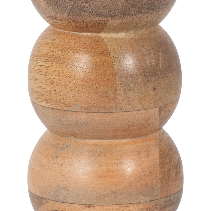 WOOD, 7" RIBBED VOTIVE HOLDER, BROWN