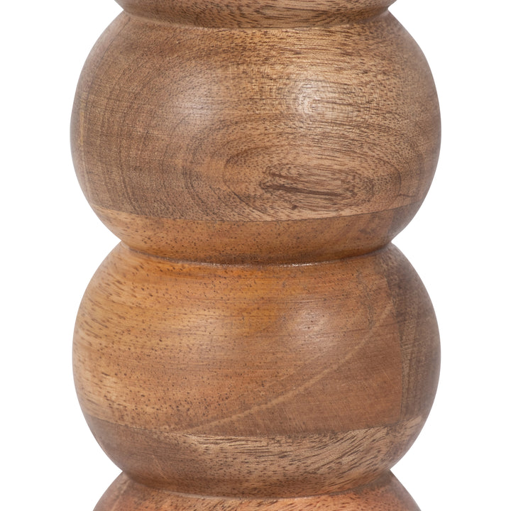 WOOD, 8" RIBBED VOTIVE HOLDER, BROWN