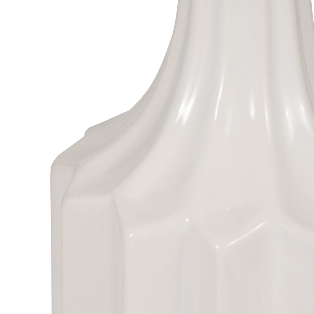 CER, 16" FLUTED VASE, WHITE