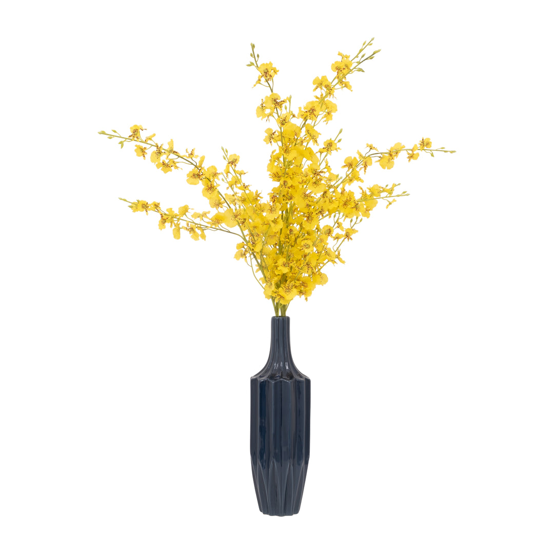 CER, 16" FLUTED VASE, NAVY